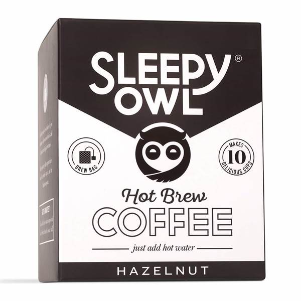 Sleepy Owl Hazelnut Hot Brew Bags Imported